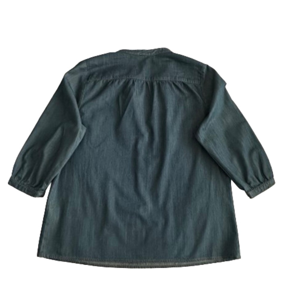 Pleione Women's Small Blue Denim 3/4 Sleeves Pull Over Blouse Tunic Shirt Top - Picture 6 of 16